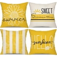 thumbnail image 1 of Summer Pillow Covers 18x18 Inch Set of 4 Outdoor Pillow Covers Daisy Throw Pillow Covers Hello Sunshine Sweet Summer Time Cushion Case Summer Outdoor Decoration for Farmhouse Sofa Home Car Couch, 1 of 6