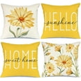 thumbnail image 1 of Summer Pillow Covers 18x18 Set of 4 Home Sweet Home Hello Sunhine Sunflowers Floral Throw Pillow Covers Sunflower Pillows Summer Decor Cushion Case for Home G307-18, 1 of 6