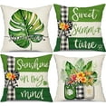 thumbnail image 1 of Summer Pillow Covers 18x18 inch Set of 4 Palm Leaf vases Decor Throw Pillows Covers Outdoor Spring Summer Green Stripe Pillow Covers Decor Couch Living Room 190A, 1 of 6