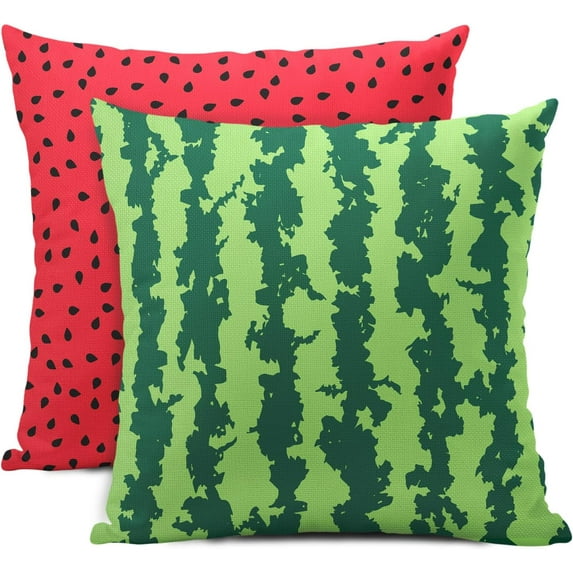 Summer Pillow Covers 20x20 Inch Set of 2 Watermelon Decorative Throw Pillows Green Red Pillow Cases Farmhouse Home Decor for Cushion Couch Sofa Outdoor