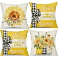 thumbnail image 1 of Summer Pillow Covers 20x20 inch Set of 4 Sunflower vases Decor Throw Pillows covers outdoor spring summer yellow stripe Pillow covers Decor Couch Living room 191B, 1 of 6