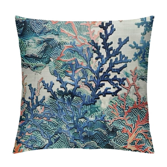 Summer Pillow Covers Pack of Coral Throw Pillow Cover Coral Branch Ocean Themed Beach Decor Pillowcase Nautical Cushion Case for Sofa Couch