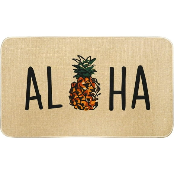 Summer Pineapple Aloha Welcome Door Mats Non-Slip Funny Door Mat for Indoor Outdoor Home Decoration Quick Drying Durable Rug Low-Profile Rubber Backing Rug Entryway Front Porch Decor 30" x 17"