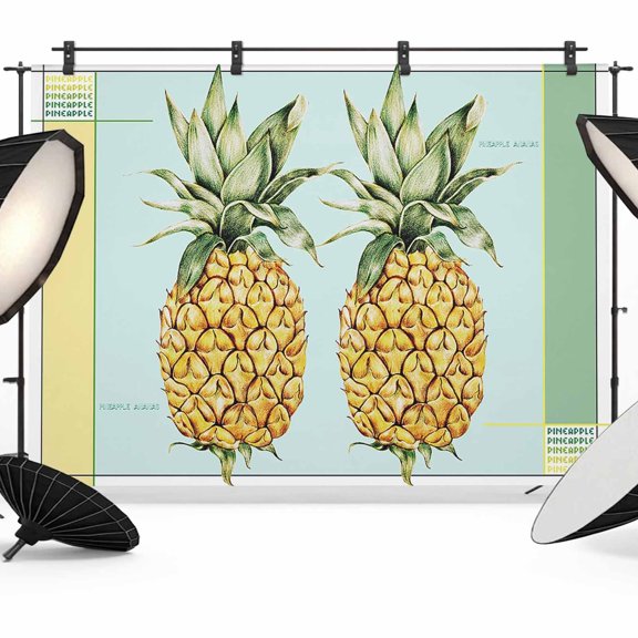 Summer Pineapple Backdrop for Photography,Fabric Photo Background Backdrop,Yellow Blue Green Striped Geometric Photo Booth Background for Portrait Photoshoot Video Wedding Decoration Banner 7x5ft