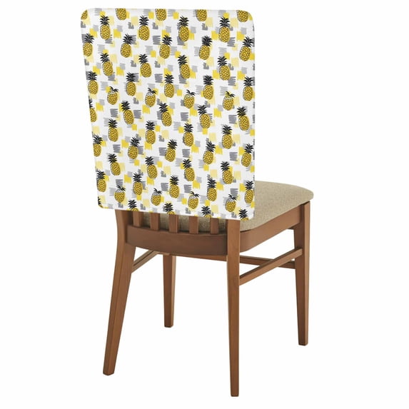 Summer Pineapple Chair Covers Set of 8 Modern Style Tropical Yellow Pineapples Chair Back Covers Stretch Removable Washable Slipcovers Protector for Dining Room Kitchen Party Decor