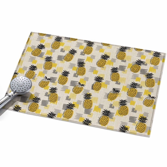 Summer Pineapple Entryway Rug 2x3ft Washable Non Slip Bathroom Rug Low Pile Indoor Floor Front Door Mat Retro Country Tropical Plants Fruit Rectangle Area Rugs Carpet for Kitchen Office Dining Room
