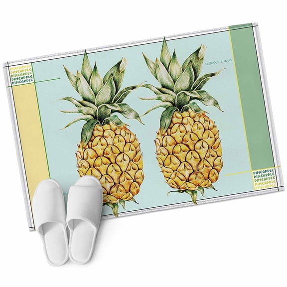 Summer Pineapple Large Area Rugs for Bedroom Living Room, Soft Non Slip Carpet Bedside Rug, Yellow Blue Green Striped Geometric Rectangular Floor Cover Kitchen Accent Rug 2'x3' for Dining Room/Office