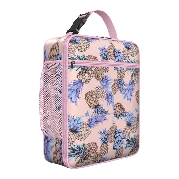Summer Pineapple Lover Lunch Tote – Cute Tropical Hawaiian Fruit Print with Sunshine and Plant Motifs, Waterproof Insulated Bento Cooler for Beach, Picnic, or Travel