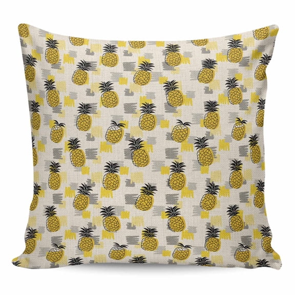 Summer Pineapple Pillow Covers 18x18 Inch Decorative Throw Pillow Cover, Retro Country Tropical Plants Fruit Sofa Pillowcases Accent Cushion Case Home Decor Bedroom Living Room