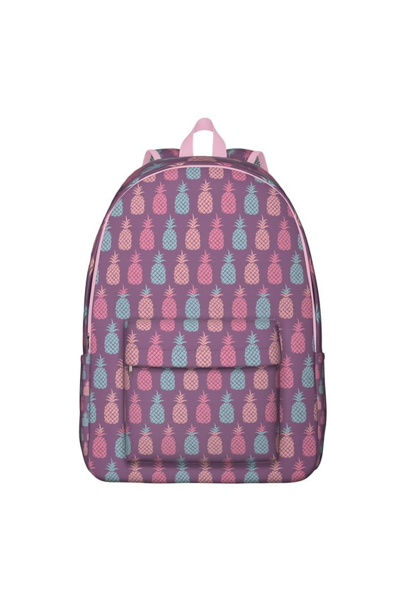 Summer Pineapple Print Travel Backpack, Fresh Tropical Fruit Pattern Lightweight Casual Daypack for School and Outdoor Use