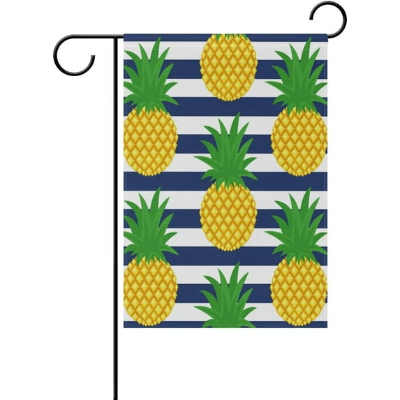 Summer Pineapple Stripes Decorative Double Sided House Flag 28 x 40 inch