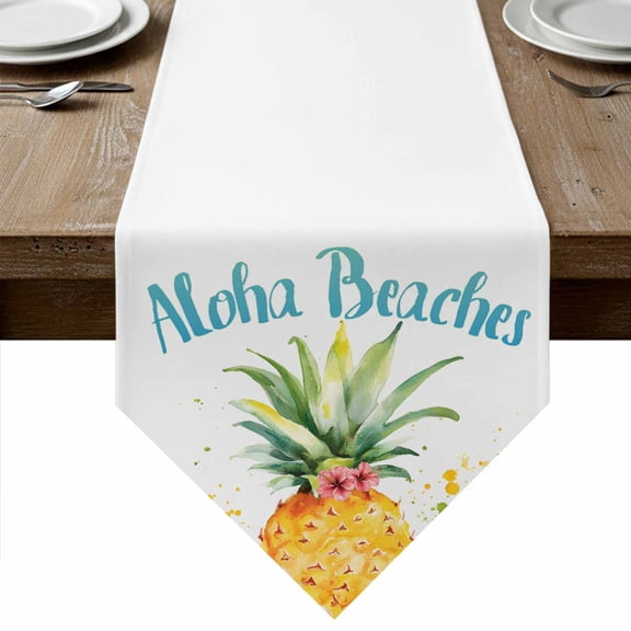 Summer Pineapple Table Runner Linen Burlap Table Runner 72 Inches Long Watercolor Modern Art Tropical Fruit Dresser Scarves for Kitchen Island Coffee Dining Party Wedding Holiday Decor 13"x72"