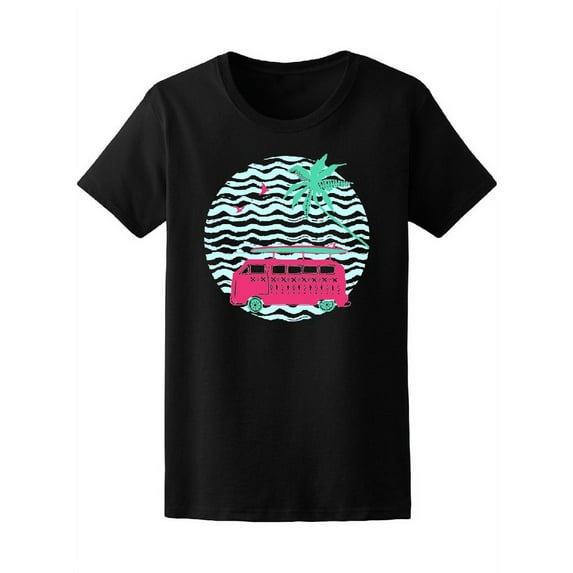 Summer Pink Car Surfing Board T-Shirt Women -Image by Shutterstock, Female Medium