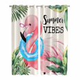 thumbnail image 1 of Summer Pink Flamingo Kitchen Curtains 84 Inch Length, Beach Tropical Palm Leaves Grommet Top Bedroom Living Room Curtains, Light Filtering Cafe Curtain Drapes 2 Panels Set 84''x84'', 1 of 9