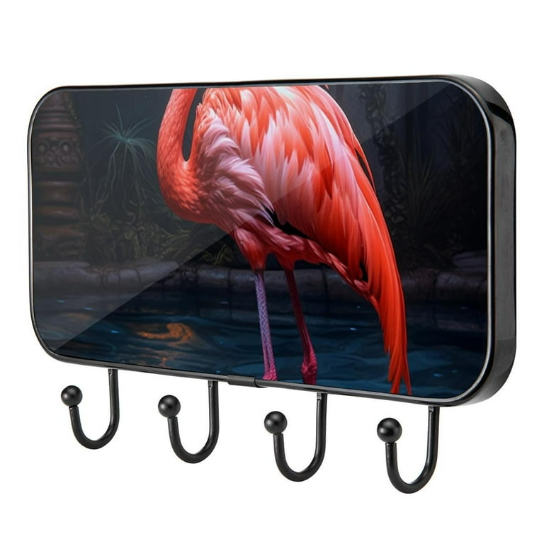 Summer Pink Flamingo Self Adhesive Towel Coat Wood Iron Hooks for Home Keys Door Outdoor Home Improvement Utility Hook Walmart