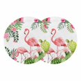 thumbnail image 1 of Summer Pink Flamingos Round 13 Inch Placemats Set of 2, Tropical Floral Leaves Cactus HeatResistant Non Slip Place Mats for Dining Table, Wipeable Braided Kitchen Table Mats for Housewarming, 1 of 9