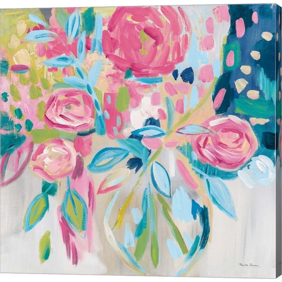 Summer Pink Floral by Farida Zaman, Canvas Wall Art, 12W x 12H