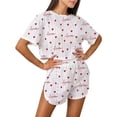 thumbnail image 1 of Summer Pjs for Women Set Cozy Pajamas Two Piece Set Short Sleeve Top and Pant Bow Heart Print Loungewear Sleepwear Red, 1 of 6