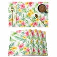 thumbnail image 1 of Summer Placemats Set of 4, Watercolor Pink Yellow Flowers Non-Slip Place Mats Washable Table Mats for Kitchen Dining Table Decorations Indoor/Outdoor, 1 of 9