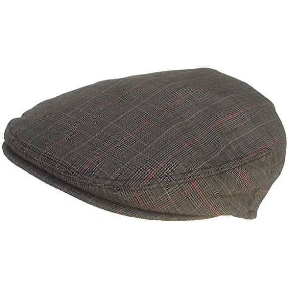 Summer Plaid Ivy Scally Driver Cap Polyester Flat Hat (Black / Medium)