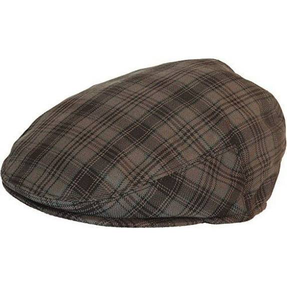Summer Plaid Ivy Scally Driver Cap Polyester Flat Hat (Dark Brown / Large)