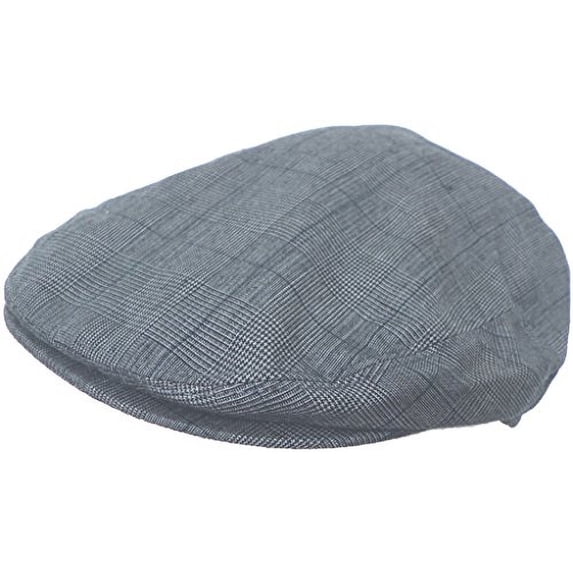 Summer Plaid Ivy Scally Driver Cap Polyester Flat Hat (Navy / Medium)