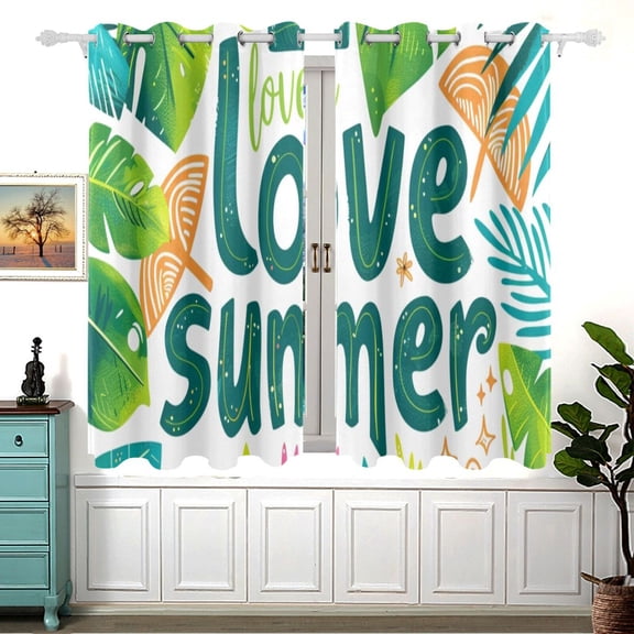 Summer Plants Leaves 5455 Inch Black Out Curtains 2 Packs Aesthetic for Bedroom Living Room Sliding Glass Doors Kitchen Windows