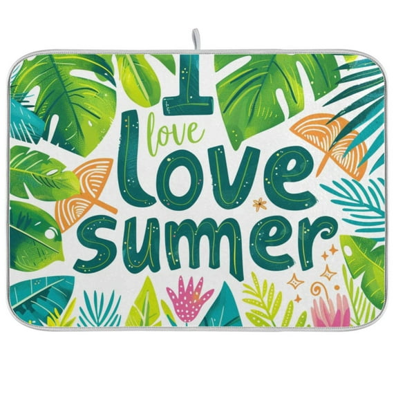 Summer Plants Leaves Dish Drying Mat Dish Drainer Rack Mats Water Absorbent Non-Slip Easy Clean Heat Resistant for Kitchen Counter