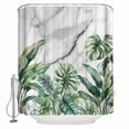thumbnail image 1 of Summer Plants Shower Curtain Set ，Waterproof Fabric Shower Curtains Palm Leaf Gary Marble Texture Shower Curtains for Bathroom,Bathroom Decor 72"x84", 1 of 6