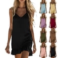 thumbnail image 1 of Summer Plus Size Beach Dresses For Women Cotton And Linen V-neck Suspender Long Dress With Thin Shoulder Straps Sundresses, 1 of 8