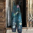 thumbnail image 1 of Summer Plus Size Boho Overalls for Women Hippie Cloth Floral Printed Jumpsuits Spaghetti Strap Rompers Blue M, 1 of 3