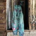 thumbnail image 1 of Summer Plus Size Boho Overalls for Women Hippie Cloth Floral Printed Jumpsuits Spaghetti Strap Rompers Blue XL, 1 of 3
