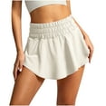 thumbnail image 1 of Summer Plus Size Casual Shorts for Womens Fashion Elastic Waist Solid Color Short Yoga Wear Fitness Sports Tennis High-Waisted Double-Layer Shorts, 1 of 8