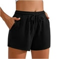 thumbnail image 1 of Summer Plus Size Casual Yoga Shorts for Womens Fashion Elastic Waist Solid Color Casual Drawstring Sports Shorts With Pocket, 1 of 9