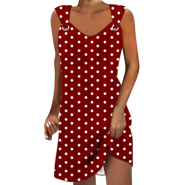 Summer Plus Size Dresses for Women 2024 Comfort Printed Sleeveless V-Neck Dress