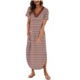thumbnail image 1 of Summer Plus Size Dresses for Womens 2025 Fashion Sexy Solid Color Pocket Sleeveless V-Neck Dress, 1 of 6