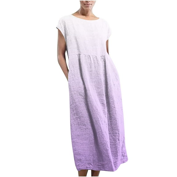 Summer Plus Size Dresses for Womens 2025 Fashion Sleeveless Maxi Pockets Linen Loose Baggy Kaftan Long Dress