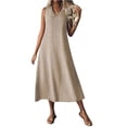 thumbnail image 1 of Summer Plus Size Dresses for Womens 2026 Fashion Casual V-Neck Sleeveless Solid Color Long Dress, 1 of 6
