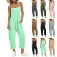 thumbnail image 1 of Summer Plus Size Jumpsuits for Women Casual and Fashion Solid Color Cold Shoulder Jumpsuit Solid Suspender Jumpsuits Wide Pocket Leg Pant, 1 of 8