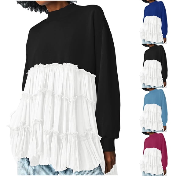 Summer Plus Size Maxi Dresses for Womens 2025 Fashion Casual Over Sized Sweatshirt Dress Long Sleeve Dress Round-Neck Ladies Sweatshirts Mini Dress