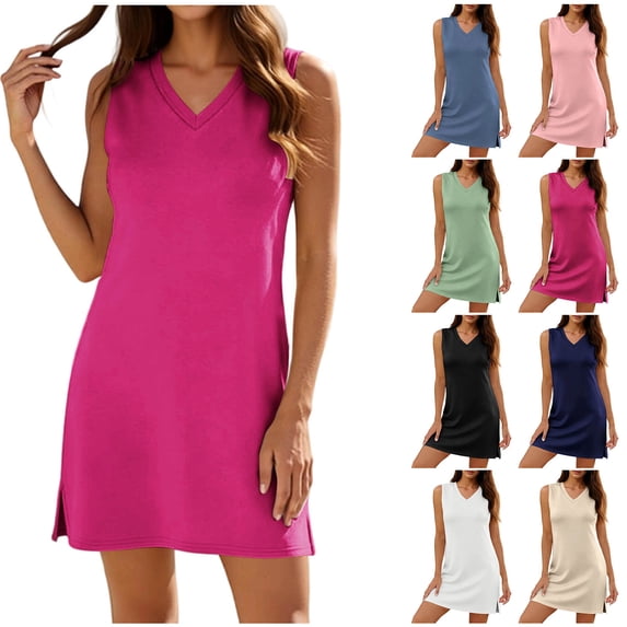 Summer Plus Size Maxi Dresses for Womens 2025 Fashion Casual Pleated-cent Sleeve Round-Neck Solid Dress