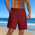 thumbnail image 1 of Summer Plus Size Men Shorts Elastic Waist Solid Color Knee Length Cargo Shorts With Pocket Sport Fashion Casual Loose Athletic Gym Workout Shorts Sweatpants S-3XL, 1 of 7