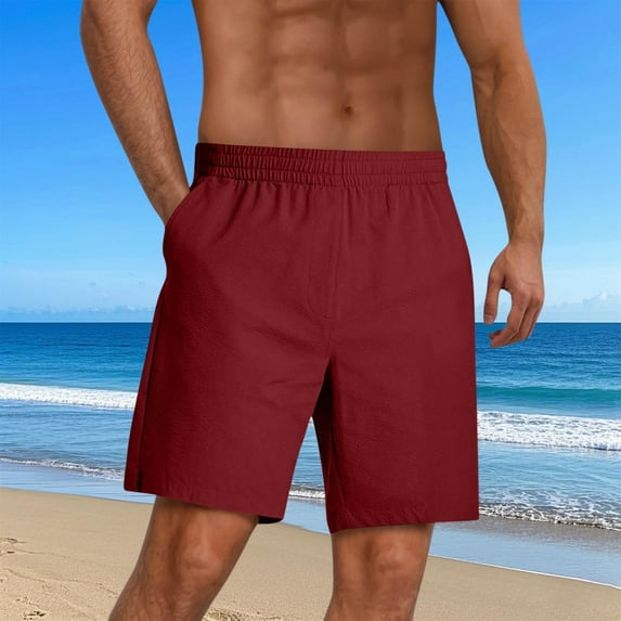 Summer Plus Size Men Shorts Elastic Waist Solid Color Knee Length Cargo Shorts With Pocket Sport Fashion Casual Loose Athletic Gym Workout Shorts Sweatpants S-3XL