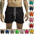 thumbnail image 1 of Summer Plus Size Men Shorts Solid Color Elastic Waist Knee Length Athletic Gym Cargo Shorts With Pocket Button Zipper Spring Fashion Casual Beach Sport Workout Shorts Sweatpants, 1 of 5