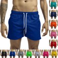 thumbnail image 1 of Summer Plus Size Men Shorts Solid Color Elastic Waist Knee Length Athletic Gym Cargo Shorts With Pocket Button Zipper Spring Fashion Casual Beach Sport Workout Shorts Sweatpants, 1 of 5