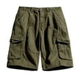 thumbnail image 1 of Summer Plus Size Men's Shorts Elastic Waist Lightweight Cargo Shorts with Side Pockets Solid Color Basic Essentials Summer Vacation Beach Fashion Athletic Gym Biking Pants, 1 of 4