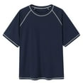 thumbnail image 1 of Summer Plus Size Mens Shirts Short Sleeve Casual Solid Color Round Neck Collection Loose Fitting Shoulder Sleeves T-shirt, 1 of 2