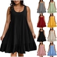 thumbnail image 1 of Summer Plus Size Mini Dresses for Womens 2026 Fashion Plus Size Spring Sleeveless Round Neck Dress, 1 of 9