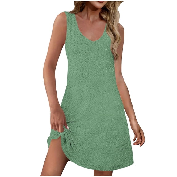 Summer Plus Size Mini Dresses for Womens 2026 Fashion Solid Color Casual Slim V-neck With Side Pockets And Long Skirt