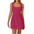 thumbnail image 1 of Summer Plus Size Mini Dresses for Womens 2026 Fashion Solid Color Zipper Sleeveless Neck Dress, 1 of 9